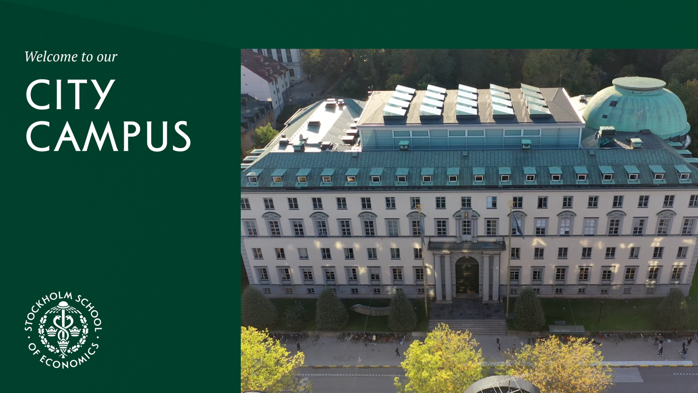 Aerial view of the Stockholm School of Economics city campus