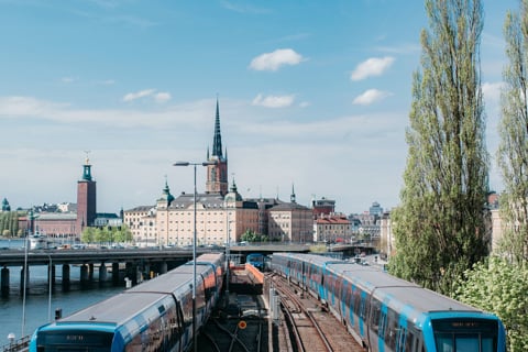 View of Stockholm with water and the city skyline